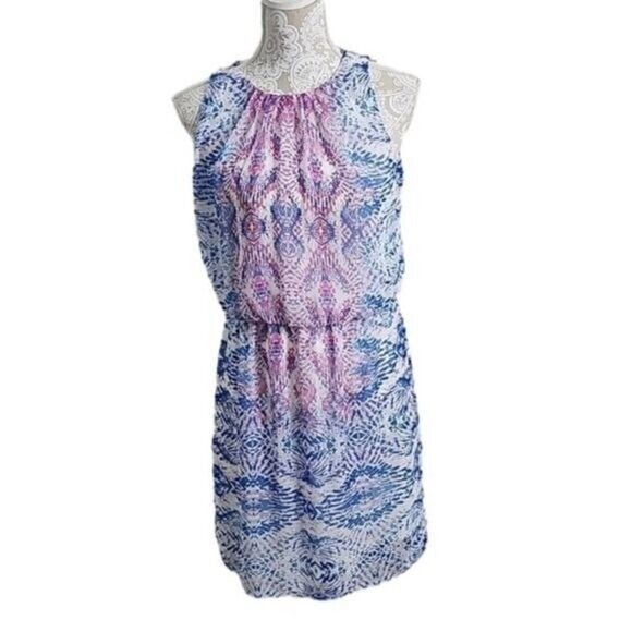 London Times sleeveless Dress Pink And Blue Knee Length lined Sheath 6 - Picture 1 of 6